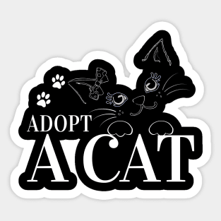 Adopt A Cat - White Cat Sticker